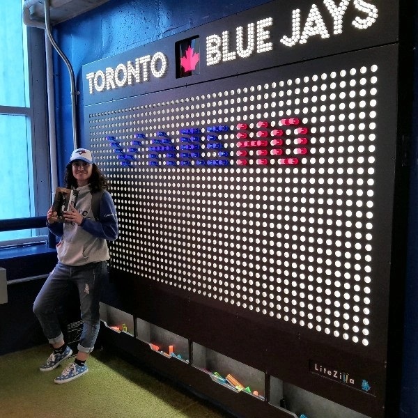 Vanessa Serrao at a Toronto Blue Jays display